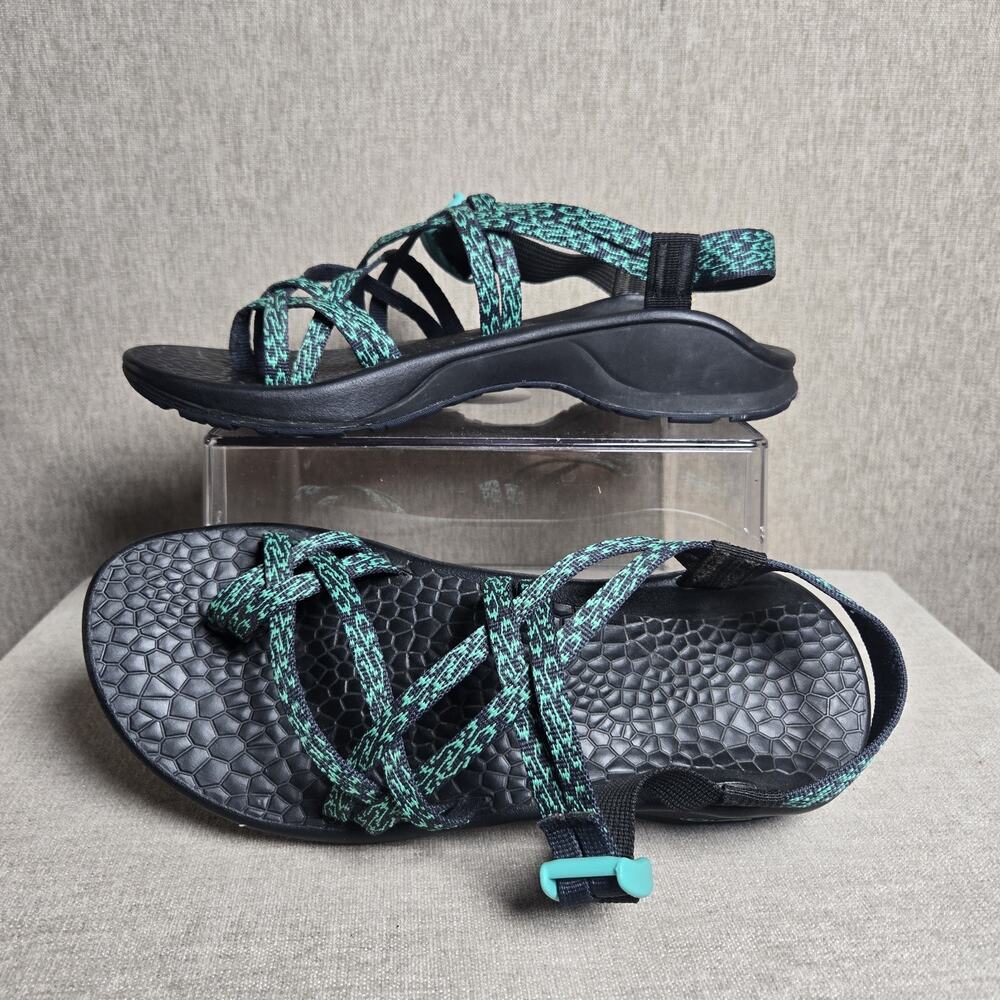 Chaco Women’s Hiking Sandals Black Teal Toe Loop Adjustable Straps Outdoor S 10 - Picture 12 of 13